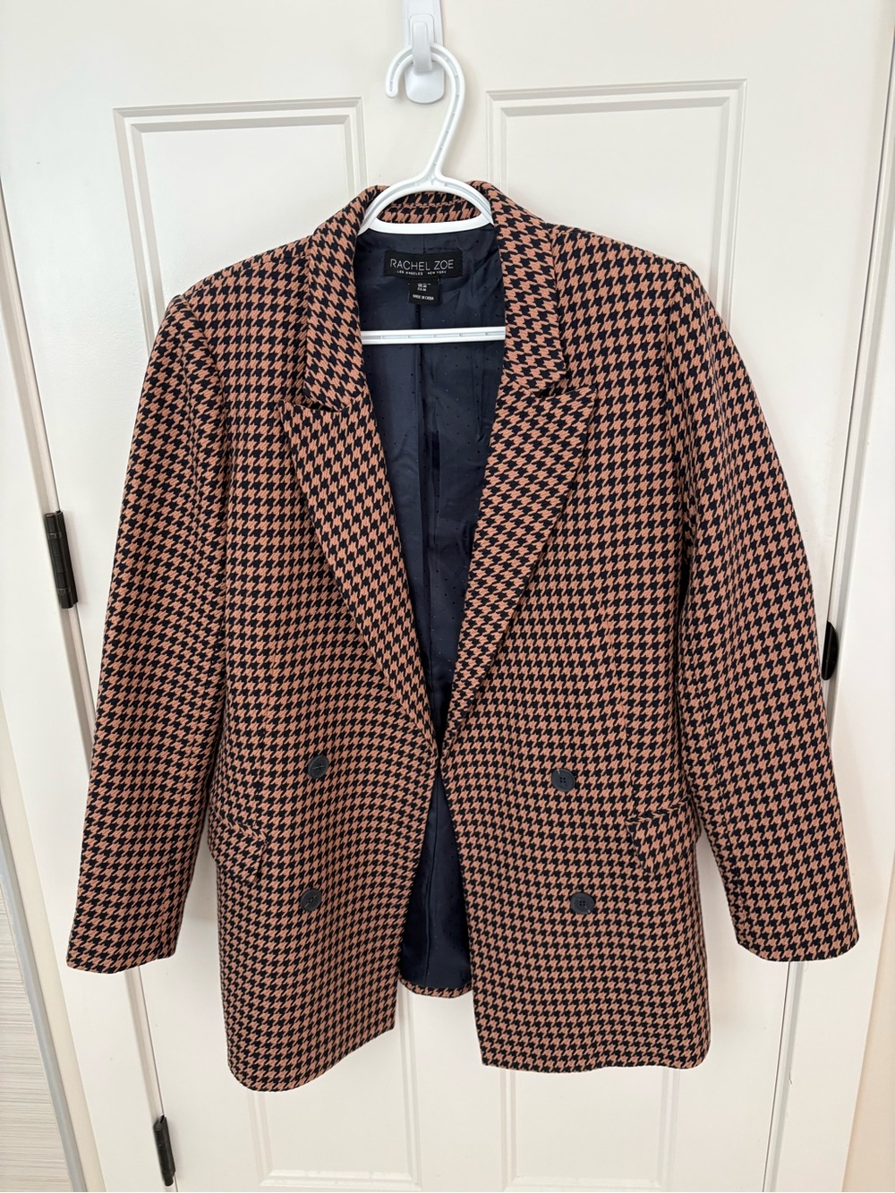 Rachel Zoe Houndstooth Blazer in Brown & Black